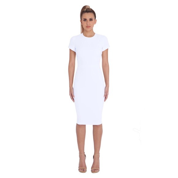 Stretch Crepe Fitted Knee-length Dress with Zipper - Picture 1 of 4